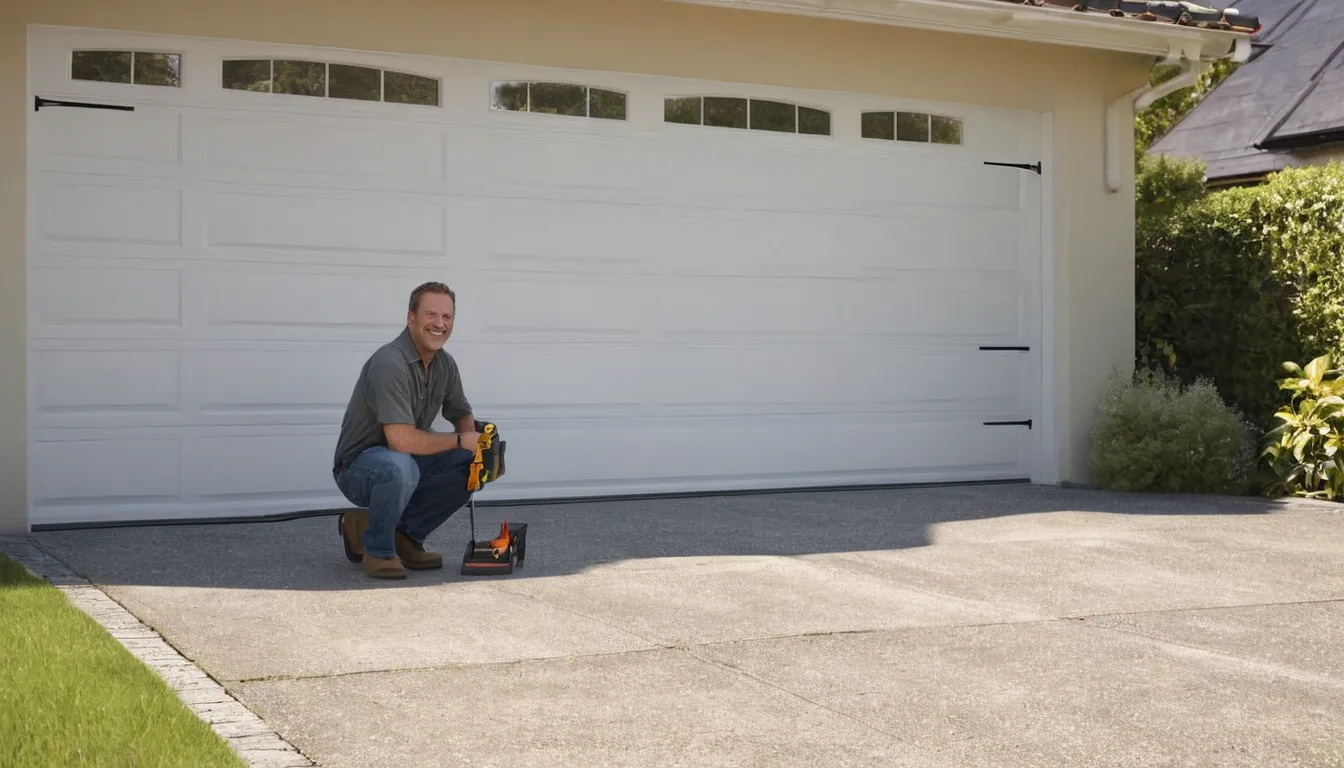 A provider checking garage door springs for a homeowner in the Mentor area