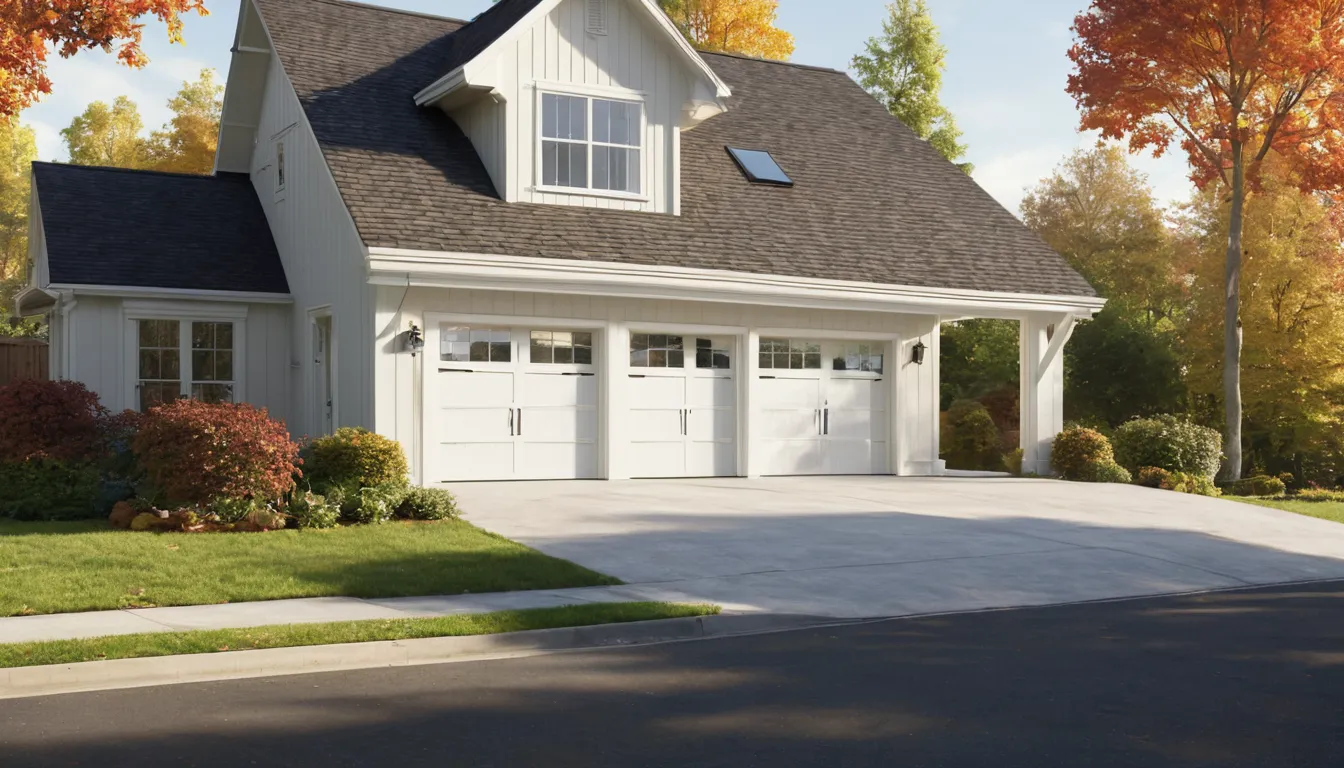 A family car backing out of a tidy garage with a clean door in Mentor
